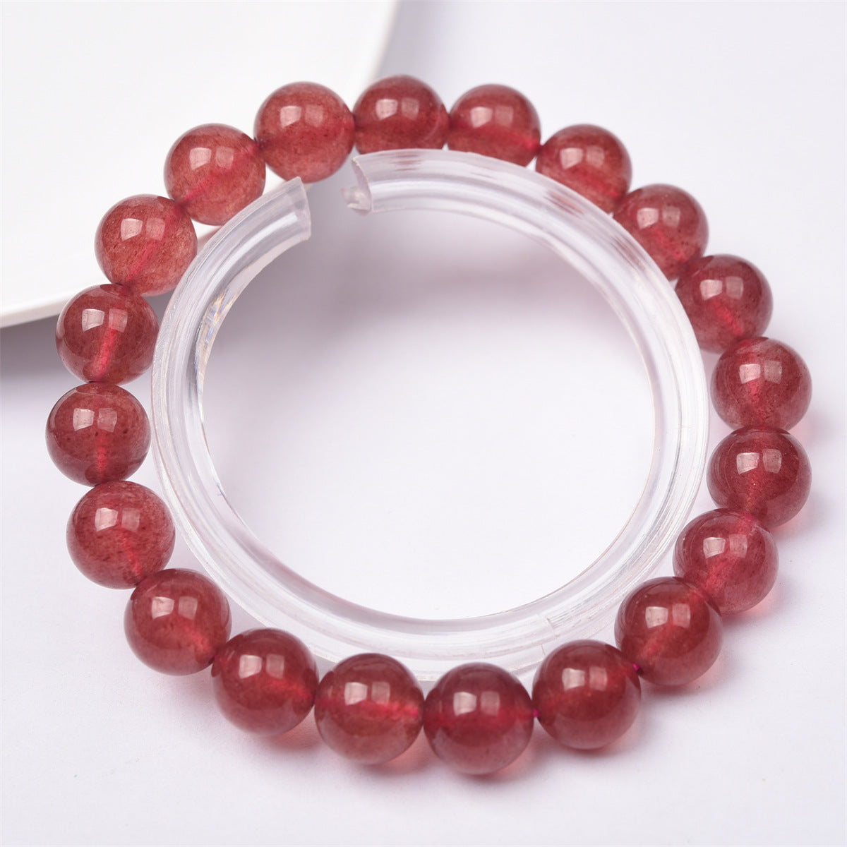 Fuhong Natural Strawberry Quartz Single Circle Bracelet Simple Fashion Women's Student Bracelet Jewelry Wholesale In Stock