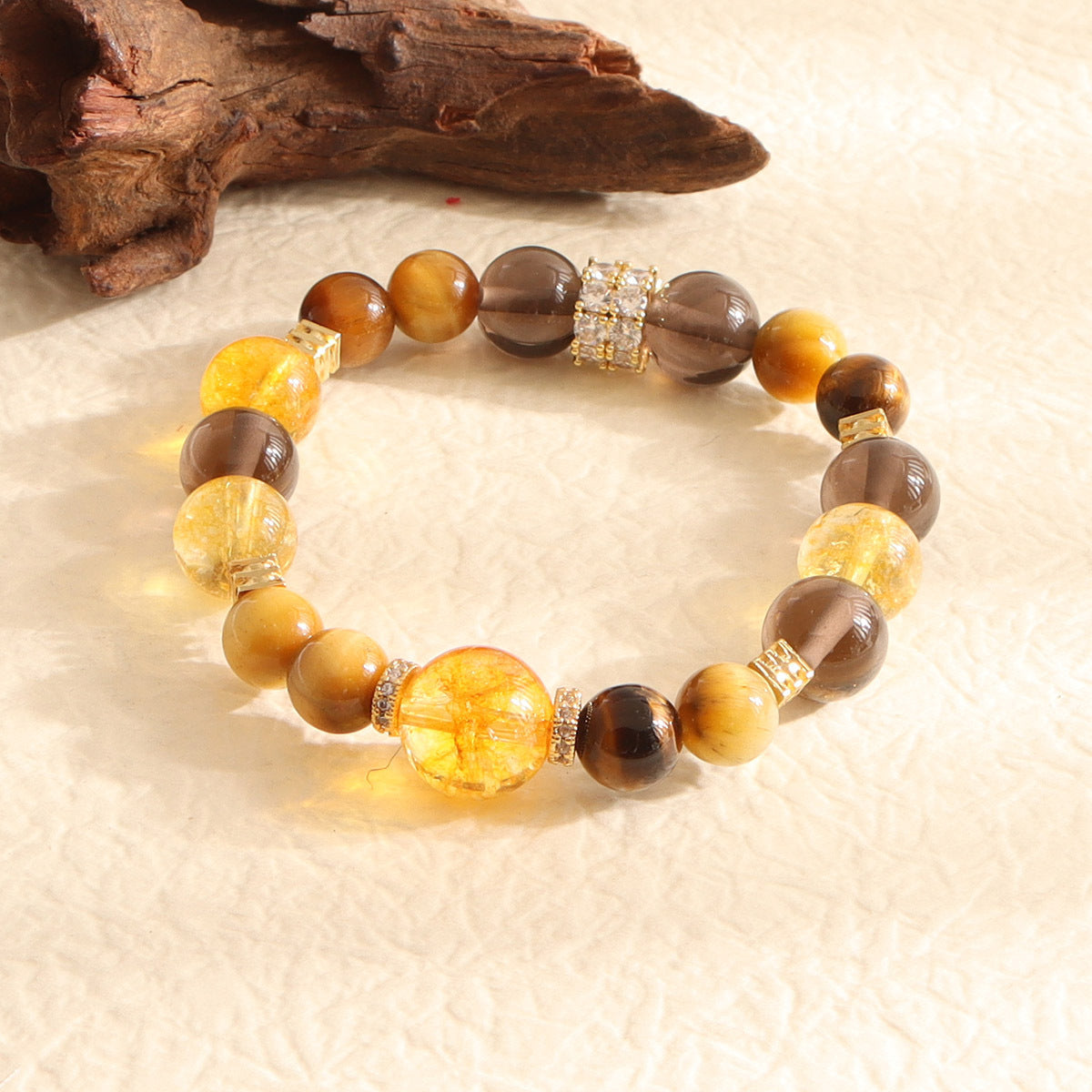 Fortune Energy Natural Yellow Pagoda Crystal Beaded Bracelet for Women High-end Tiger Eye Stone Bracelet Wholesale