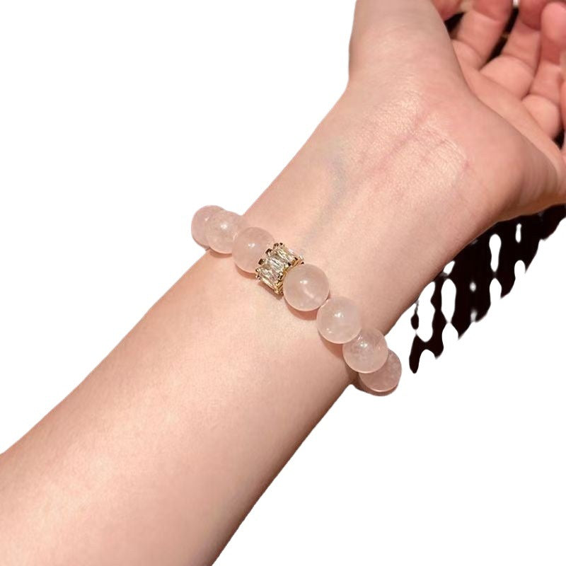 Natural Pink Crystal Bracelet Pink Crystal Women Niche High-end Original Fashion Versatile Crystal Bracelet Jewelry