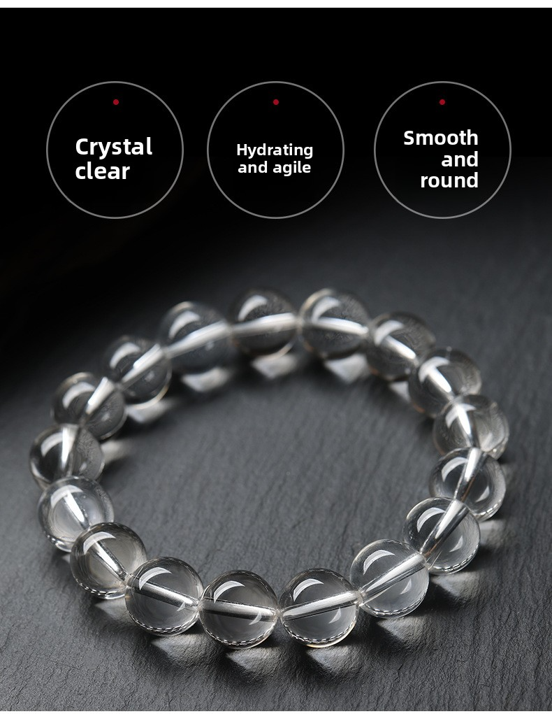 Natural Crystal Bracelet Old Mine Pure Body East China Sea White Crystal Unisex Round Bead Bracelet