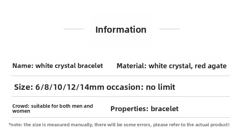 Natural Crystal Bracelet Old Mine Pure Body East China Sea White Crystal Unisex Round Bead Bracelet