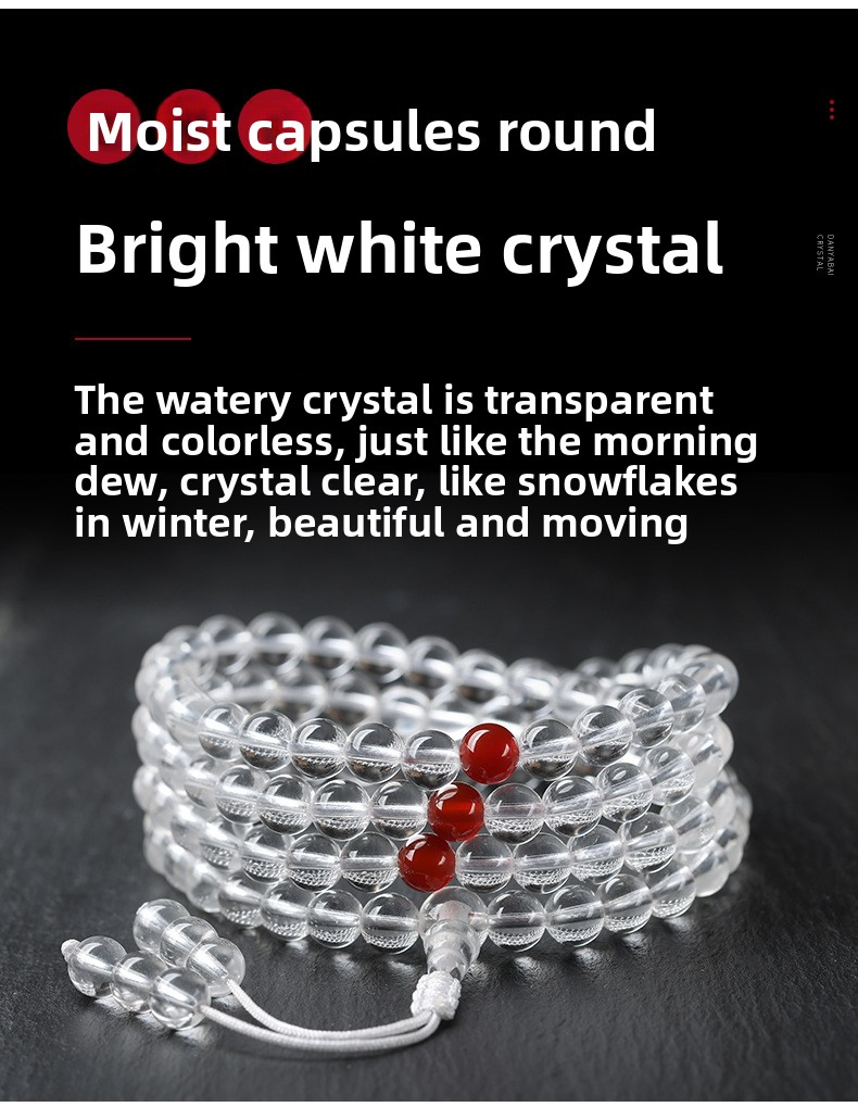Natural Crystal Bracelet Old Mine Pure Body East China Sea White Crystal Unisex Round Bead Bracelet