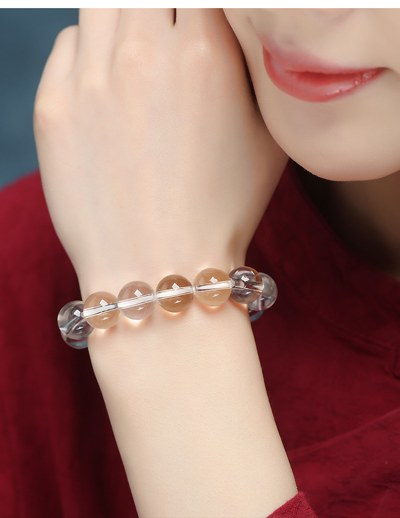 Natural Crystal Bracelet Old Mine Pure Body East China Sea White Crystal Unisex Round Bead Bracelet