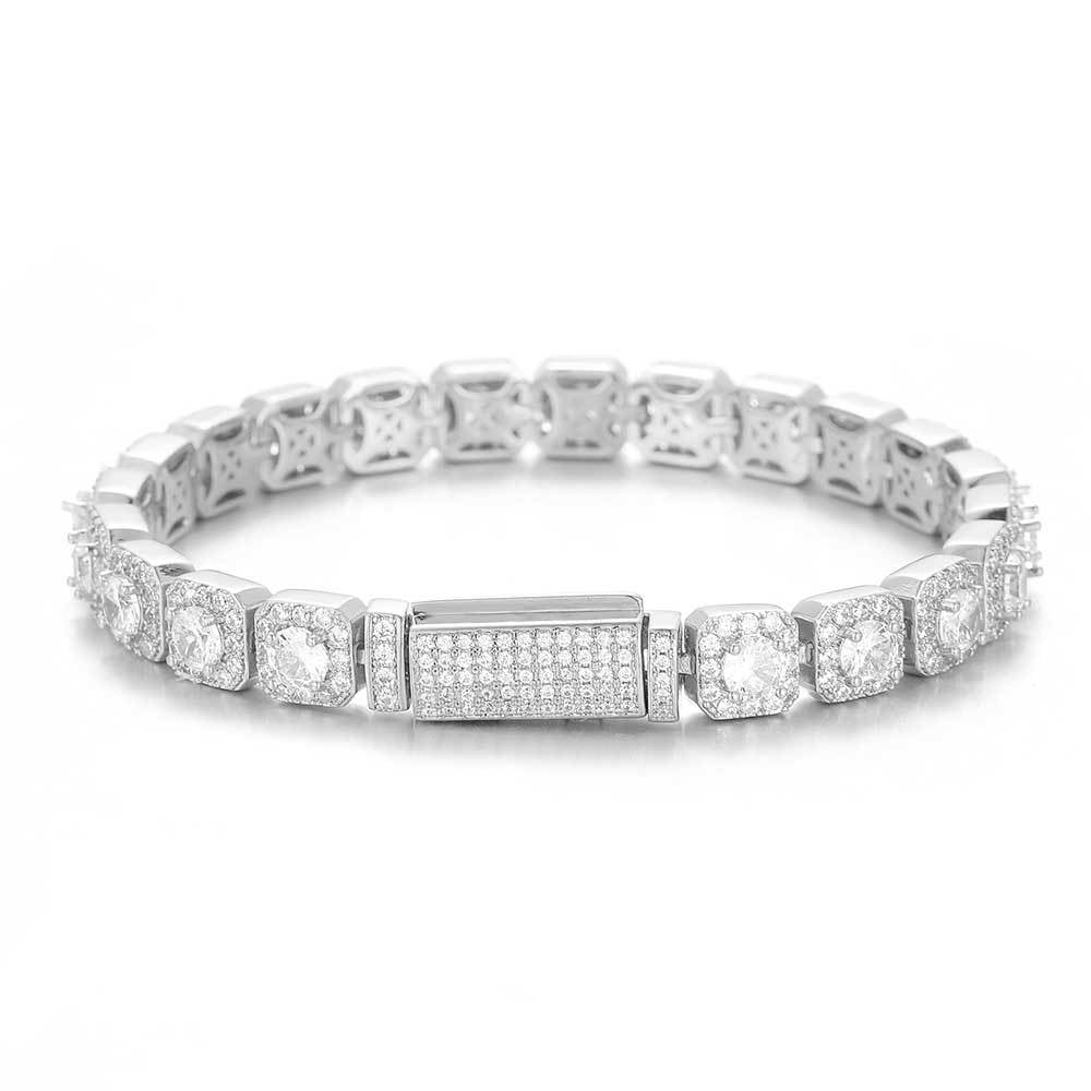 Cross-border Hip-hop Jewelry 7mm Flip Clasp Bracelet Zircon Rock Candy Chain European and American Hot-selling Accessories Men's Bracelet Wholesale