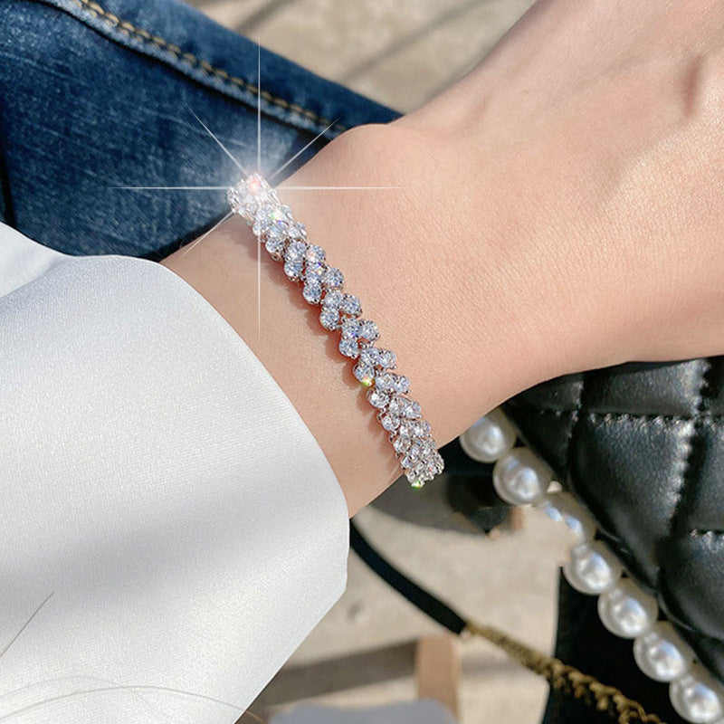 Cross-Border Hot-Selling European and American Simple Natural Full Diamond Crystal Roman Bracelet Women's Bangle Live Streaming Benefit Item