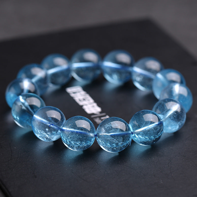 Aquamarine Bracelet Female Male Blue Beads Crystal Gem Scattered Beads Ice-like Smooth Devil Blue Sea Blue Treasure Bracelet