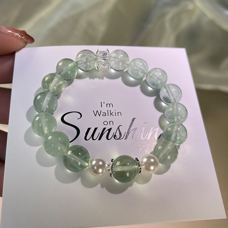 Natural Green Fluorite Crystal Bracelet for Women Fashion Exquisite Niche Design Wealth Attraction Sleep Aid Stress Relief Bracelet