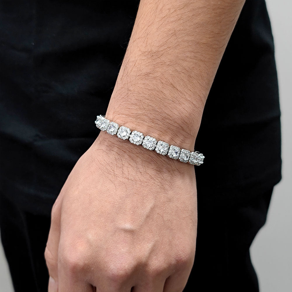 Cross-border Hip-hop Jewelry 7mm Flip Clasp Bracelet Zircon Rock Candy Chain European and American Hot-selling Accessories Men's Bracelet Wholesale