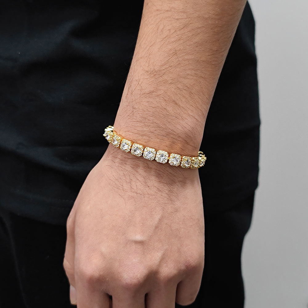 Cross-border Hip-hop Jewelry 7mm Flip Clasp Bracelet Zircon Rock Candy Chain European and American Hot-selling Accessories Men's Bracelet Wholesale