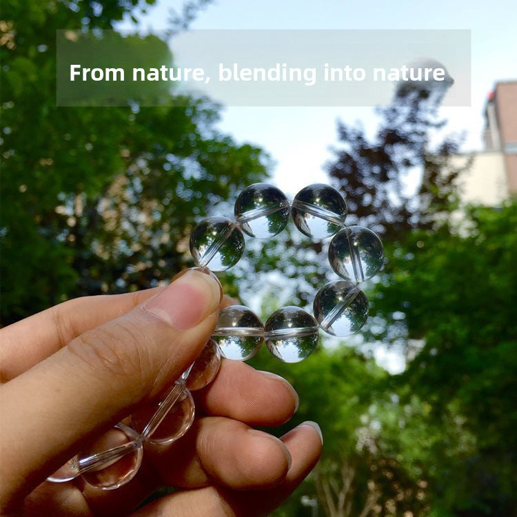 Natural East China Sea Old Material Round Bead White Crystal Bracelet Old Mine White Crystal Rough Stone Bracelet for Men and Women Loose Beads