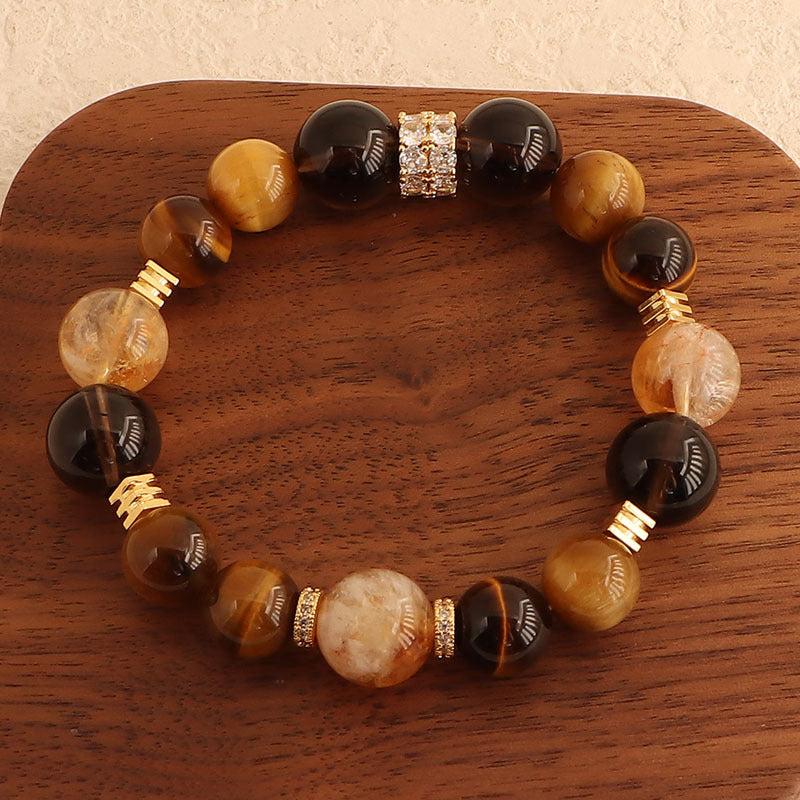 Fortune Energy Natural Yellow Pagoda Crystal Beaded Bracelet for Women High-end Tiger Eye Stone Bracelet Wholesale
