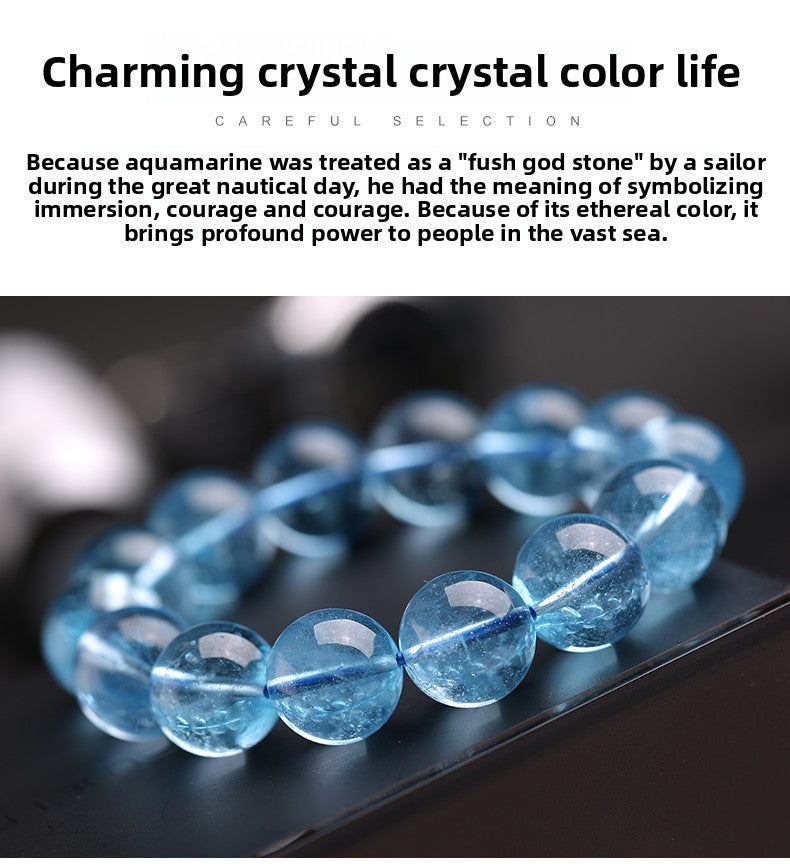 Aquamarine Bracelet Female Male Blue Beads Crystal Gem Scattered Beads Ice-like Smooth Devil Blue Sea Blue Treasure Bracelet