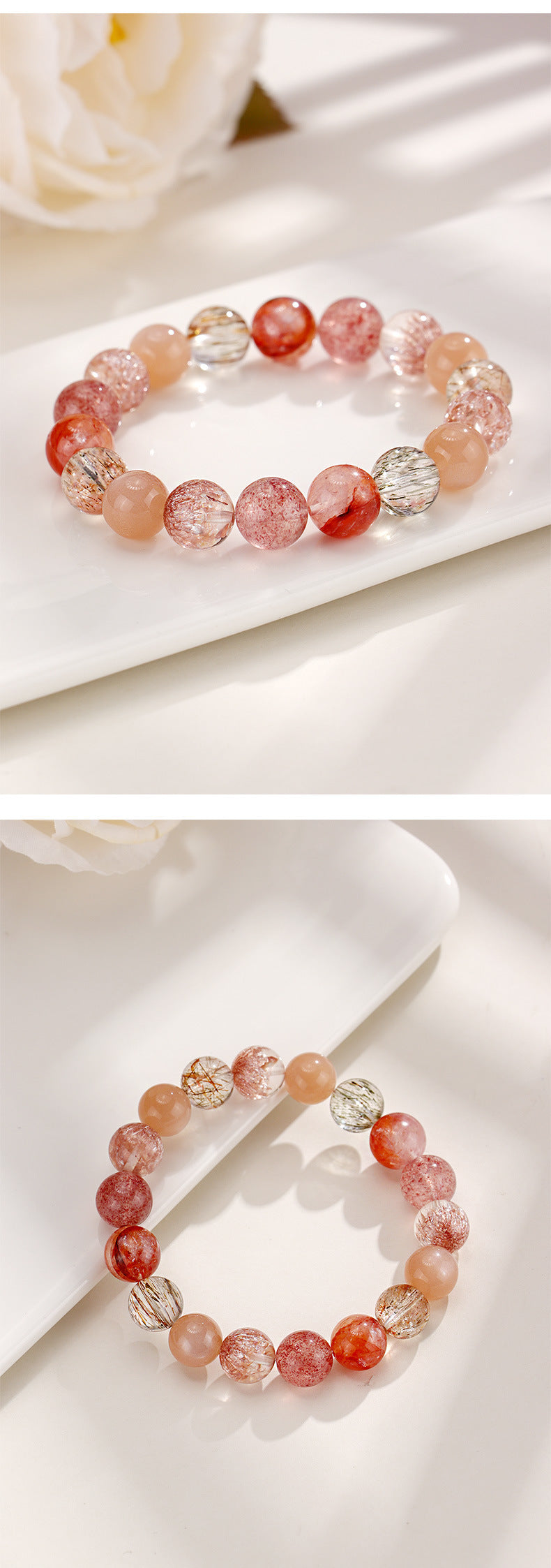 New Chinese Crystal Fireworks Multi-Treasure Beaded Bracelet Female Niche High Sense Color Hair Crystal Red Sealant Flower Hand String Ornament Wholesale