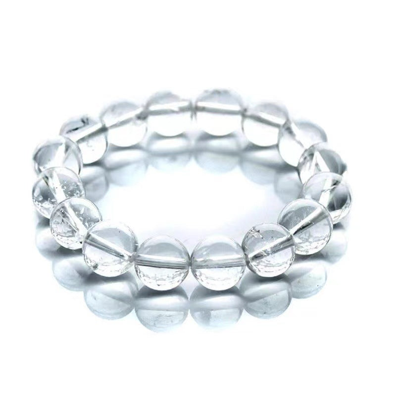 Natural East China Sea Old Material Round Bead White Crystal Bracelet Old Mine White Crystal Rough Stone Bracelet for Men and Women Loose Beads