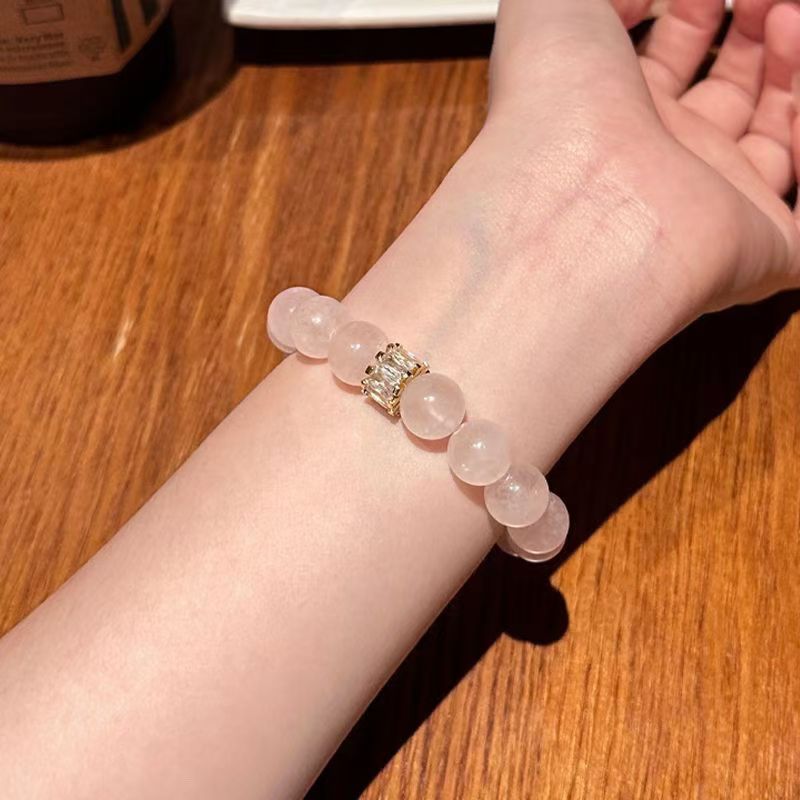 Natural Pink Crystal Bracelet Pink Crystal Women Niche High-end Original Fashion Versatile Crystal Bracelet Jewelry