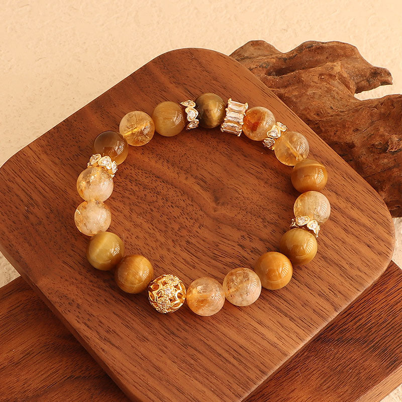 Fortune Energy Natural Yellow Pagoda Crystal Beaded Bracelet for Women High-end Tiger Eye Stone Bracelet Wholesale