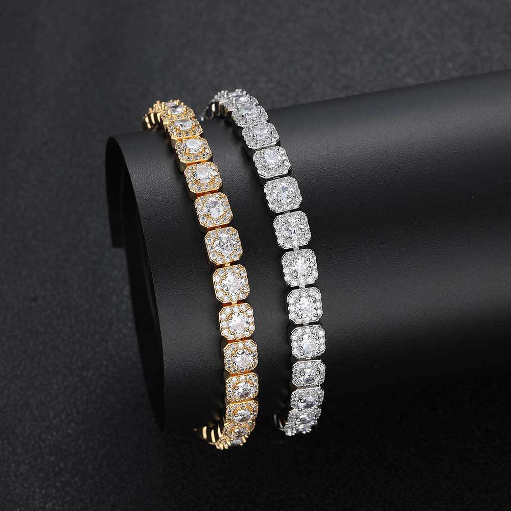 Cross-border Hip-hop Jewelry 7mm Flip Clasp Bracelet Zircon Rock Candy Chain European and American Hot-selling Accessories Men's Bracelet Wholesale