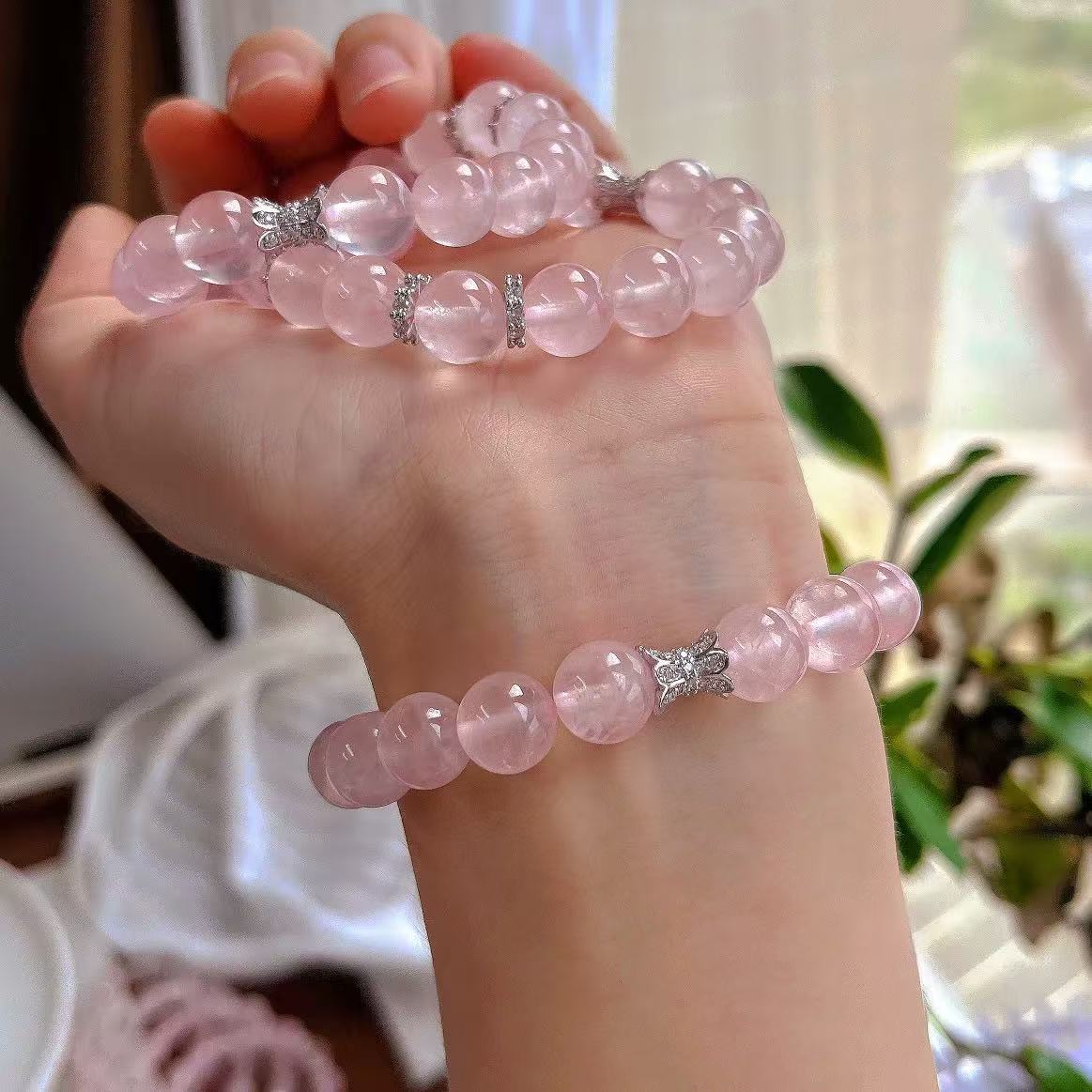 Wholesale Natural Pink Crystal Mo Pink Magic Box Bracelet for Women Pink Quartz White Crystal Yellow Crystal Bracelet for Women Niche High-end