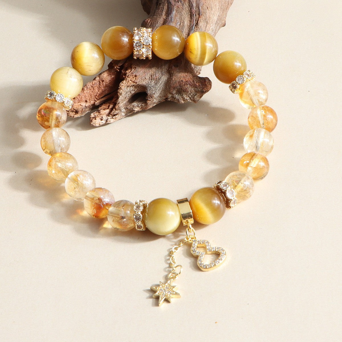 Fortune Energy Natural Yellow Pagoda Crystal Beaded Bracelet for Women High-end Tiger Eye Stone Bracelet Wholesale