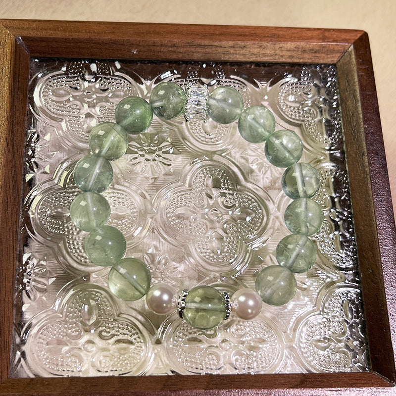 Natural Green Fluorite Crystal Bracelet for Women Fashion Exquisite Niche Design Wealth Attraction Sleep Aid Stress Relief Bracelet