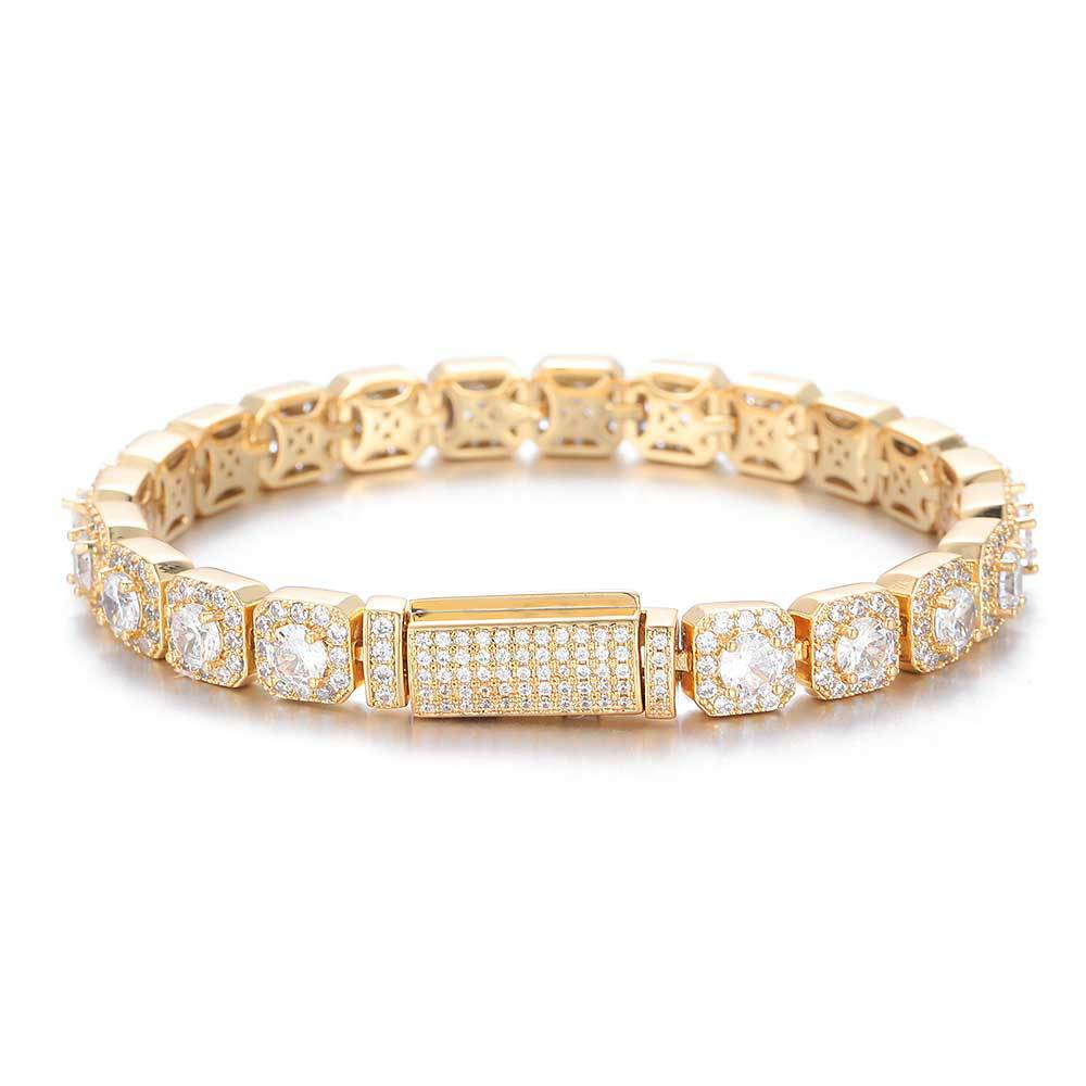 Cross-border Hip-hop Jewelry 7mm Flip Clasp Bracelet Zircon Rock Candy Chain European and American Hot-selling Accessories Men's Bracelet Wholesale
