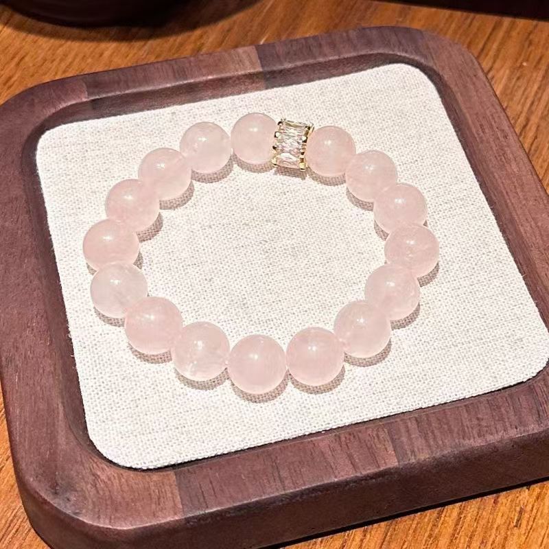 Natural Pink Crystal Bracelet Pink Crystal Women Niche High-end Original Fashion Versatile Crystal Bracelet Jewelry