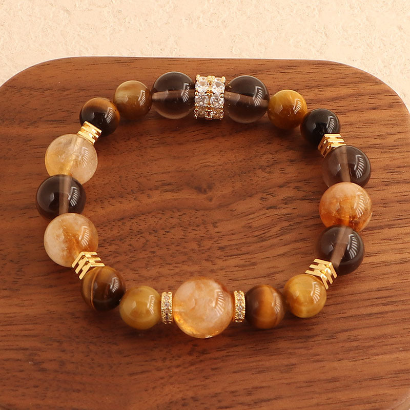 Fortune Energy Natural Yellow Pagoda Crystal Beaded Bracelet for Women High-end Tiger Eye Stone Bracelet Wholesale