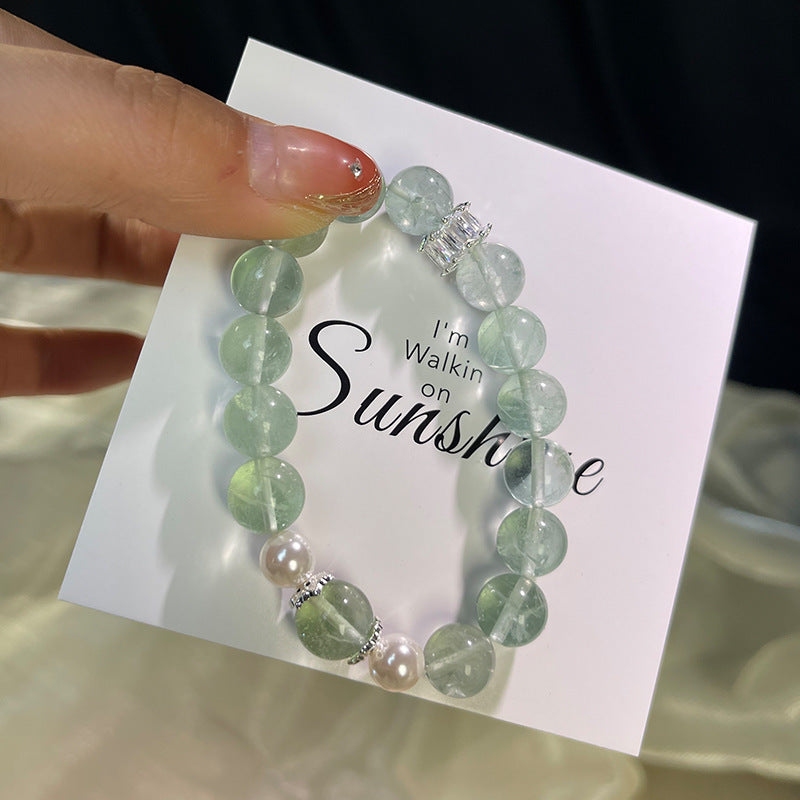 Natural Green Fluorite Crystal Bracelet for Women Fashion Exquisite Niche Design Wealth Attraction Sleep Aid Stress Relief Bracelet