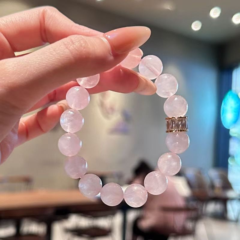 Natural Pink Crystal Bracelet Pink Crystal Women Niche High-end Original Fashion Versatile Crystal Bracelet Jewelry