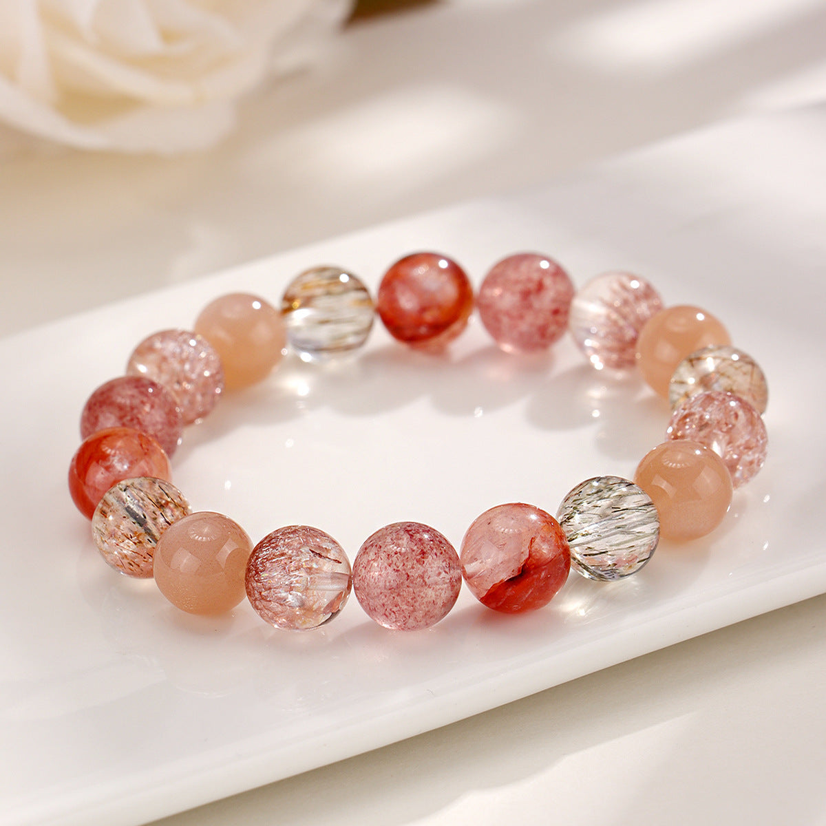 New Chinese Crystal Fireworks Multi-Treasure Beaded Bracelet Female Niche High Sense Color Hair Crystal Red Sealant Flower Hand String Ornament Wholesale