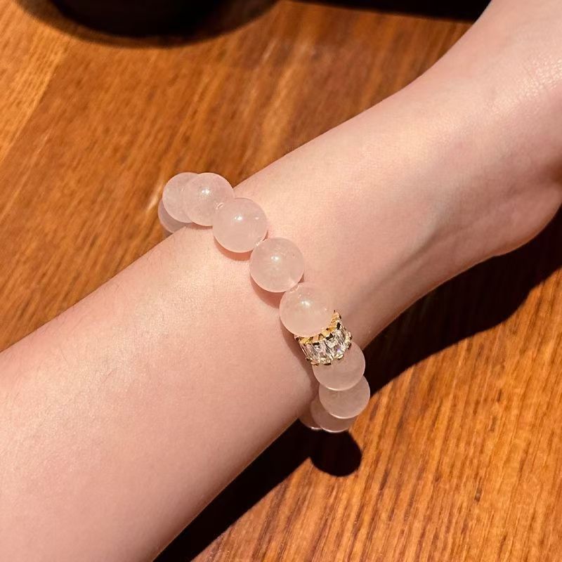 Natural Pink Crystal Bracelet Pink Crystal Women Niche High-end Original Fashion Versatile Crystal Bracelet Jewelry