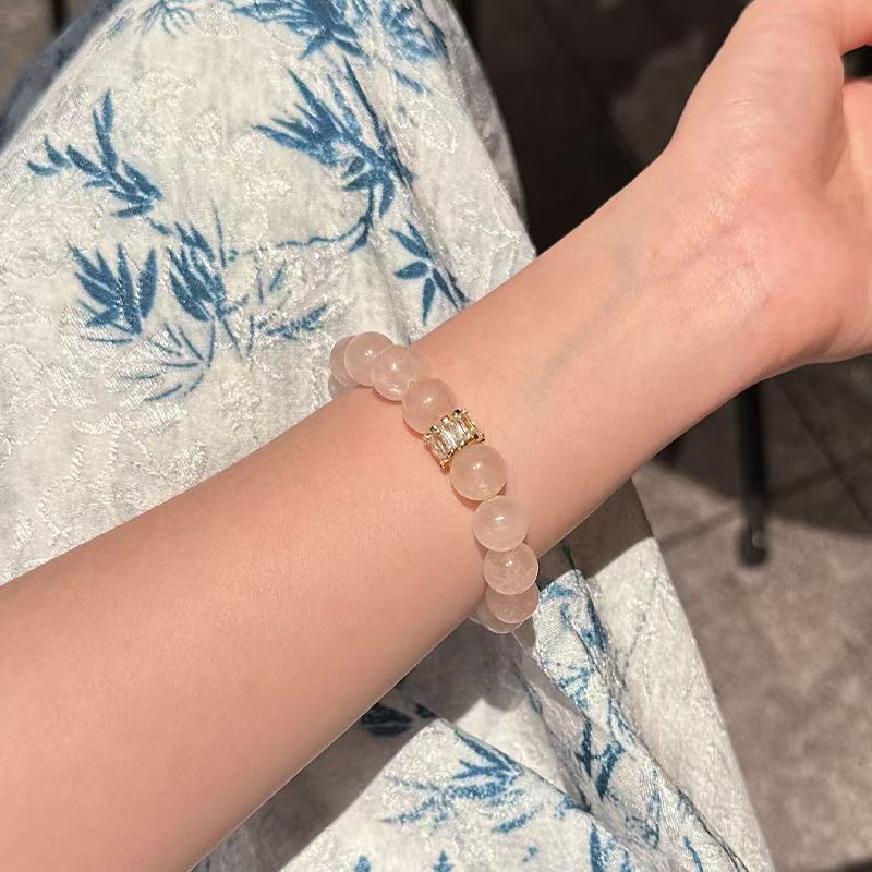 Natural Pink Crystal Bracelet Pink Crystal Women Niche High-end Original Fashion Versatile Crystal Bracelet Jewelry
