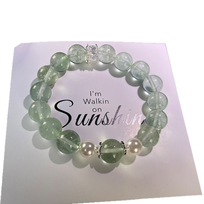 Natural Green Fluorite Crystal Bracelet for Women Fashion Exquisite Niche Design Wealth Attraction Sleep Aid Stress Relief Bracelet