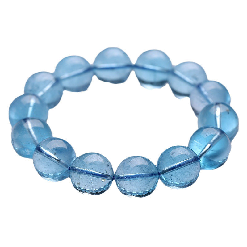 Aquamarine Bracelet Female Male Blue Beads Crystal Gem Scattered Beads Ice-like Smooth Devil Blue Sea Blue Treasure Bracelet