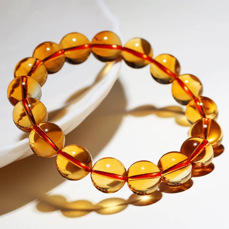 Donghai Crystal Brazilian Yellow Crystal Bracelet Optimize Citrine DIY Accessory Round Bead Bracelet Factory direct sales