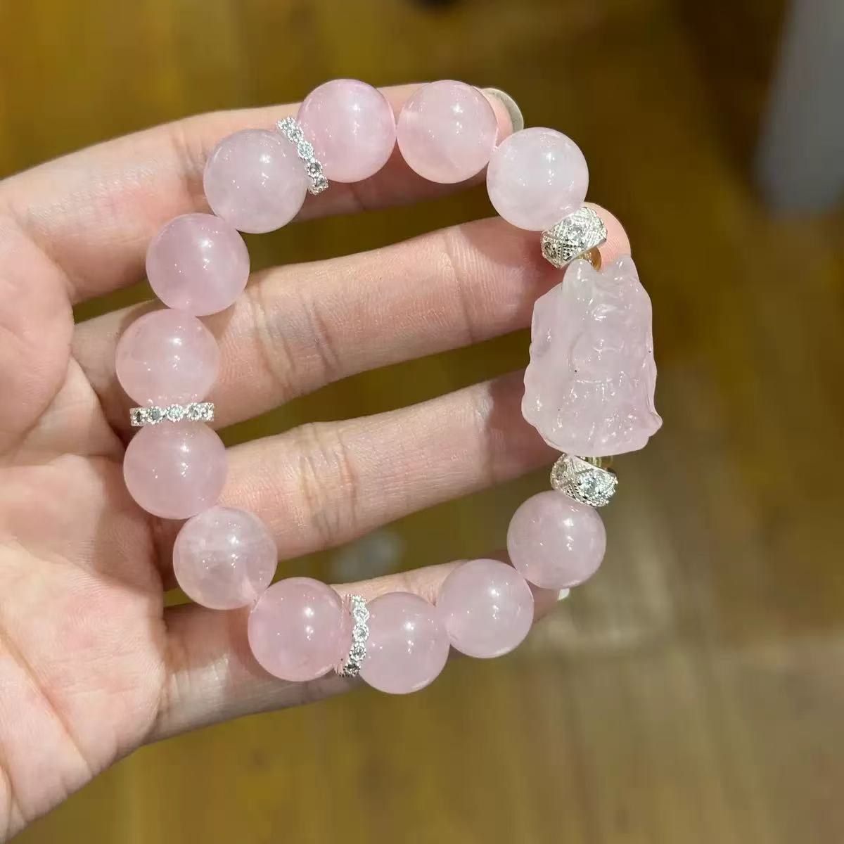 Wholesale Natural Pink Crystal Mo Pink Magic Box Bracelet for Women Pink Quartz White Crystal Yellow Crystal Bracelet for Women Niche High-end