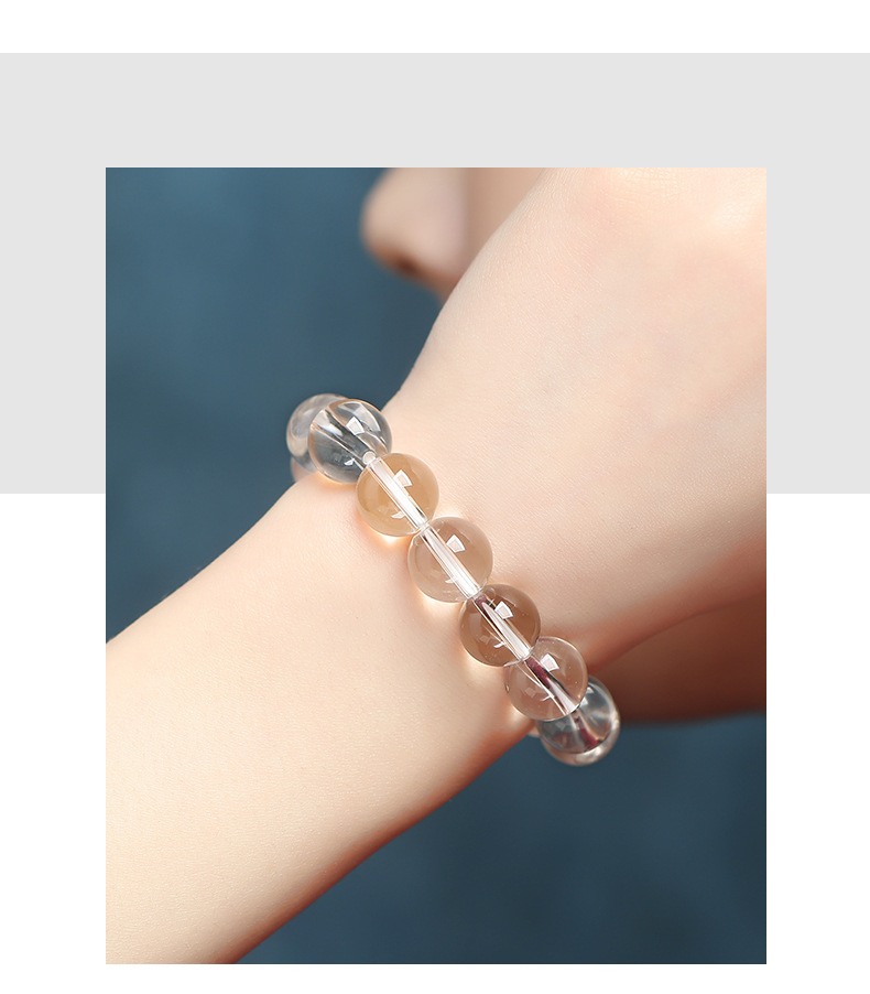 Natural Crystal Bracelet Old Mine Pure Body East China Sea White Crystal Unisex Round Bead Bracelet