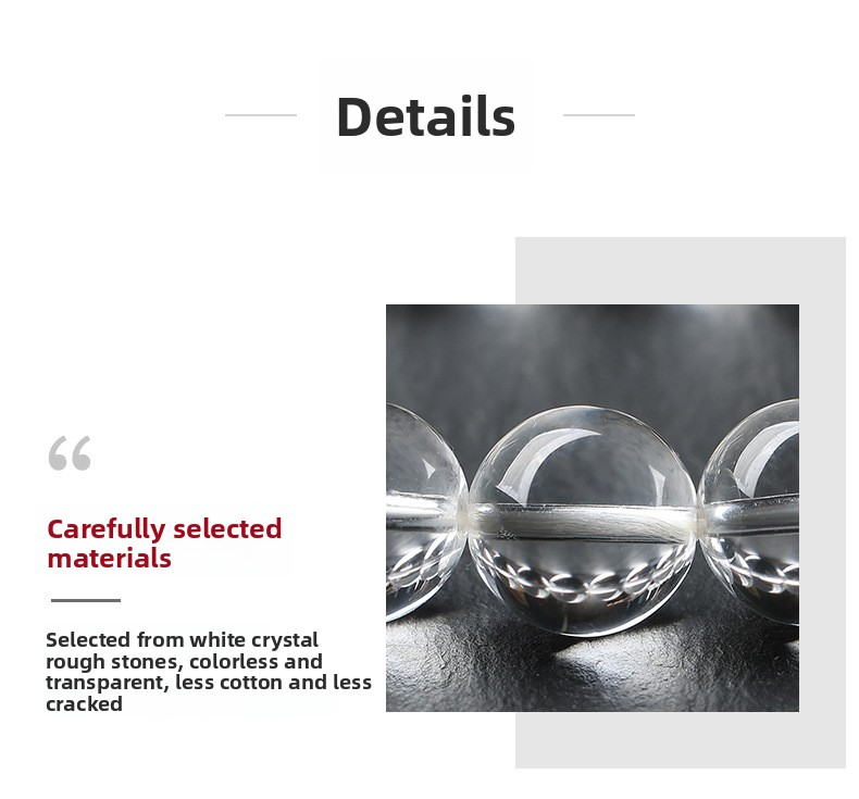 Natural Crystal Bracelet Old Mine Pure Body East China Sea White Crystal Unisex Round Bead Bracelet