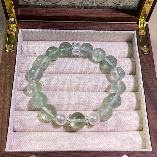 Natural Green Fluorite Crystal Bracelet for Women Fashion Exquisite Niche Design Wealth Attraction Sleep Aid Stress Relief Bracelet