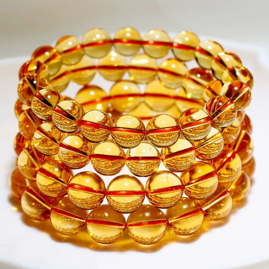 Donghai Crystal Brazilian Yellow Crystal Bracelet Optimize Citrine DIY Accessory Round Bead Bracelet Factory direct sales