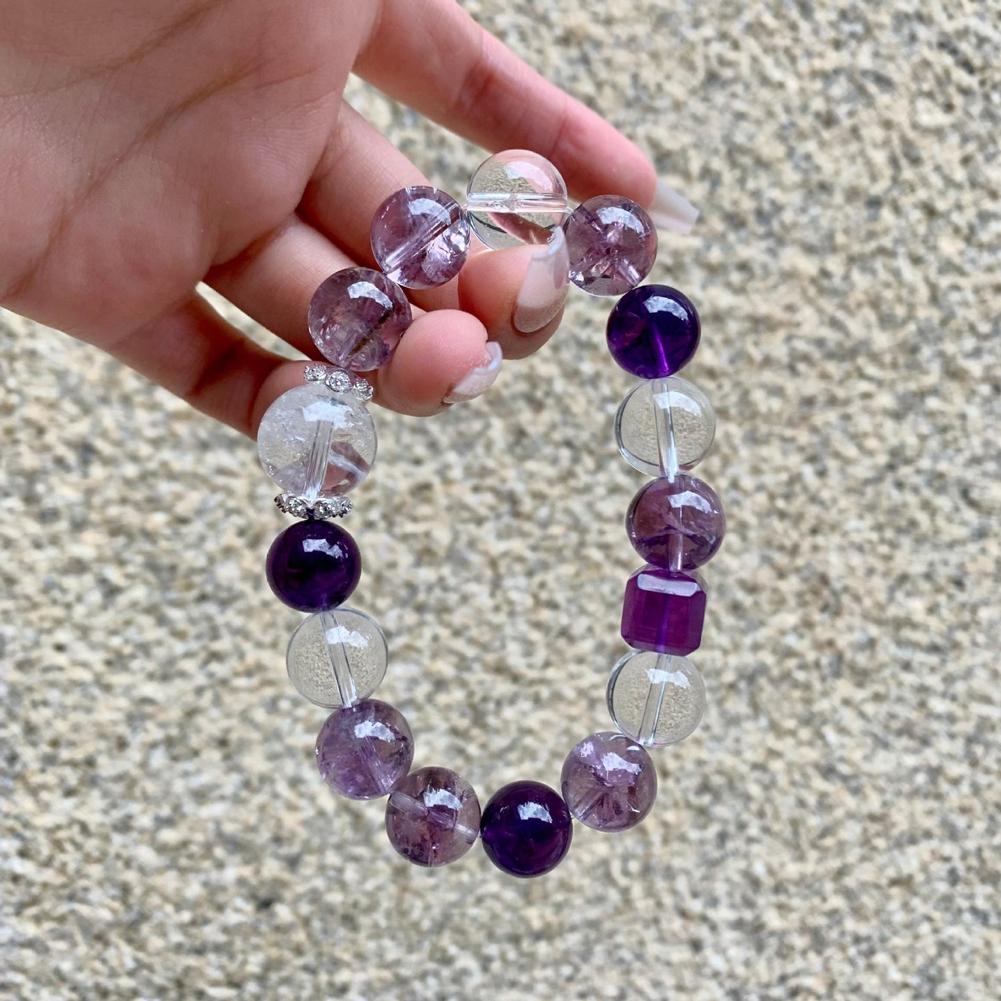 Nine Purple Fire Natural Amethyst Bracelet National Style Little Red Duobao Bracelet Original White Crystal Bracelet