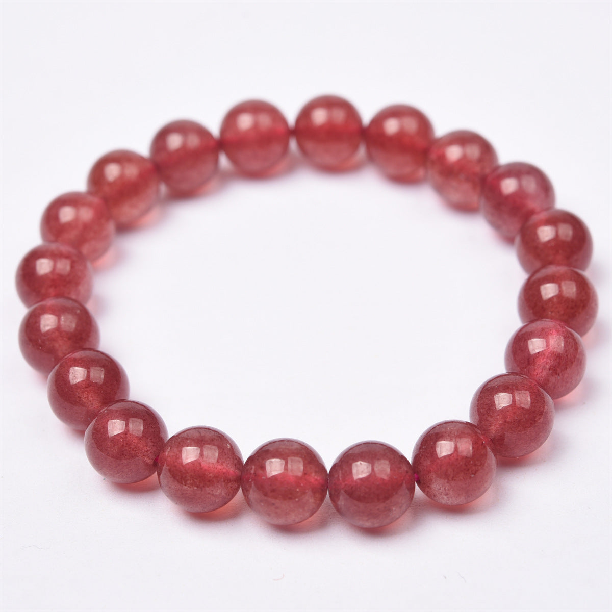 Fuhong Natural Strawberry Quartz Single Circle Bracelet Simple Fashion Women's Student Bracelet Jewelry Wholesale In Stock