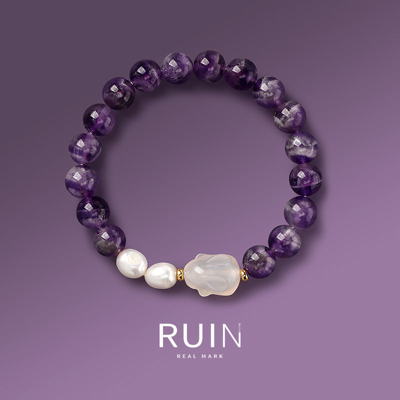 Nine Purple Fire Natural Amethyst Bracelet National Style Little Red Duobao Bracelet Original White Crystal Bracelet