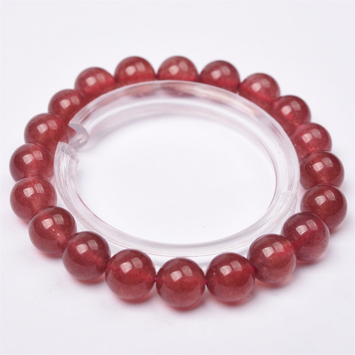 Fuhong Natural Strawberry Quartz Single Circle Bracelet Simple Fashion Women's Student Bracelet Jewelry Wholesale In Stock