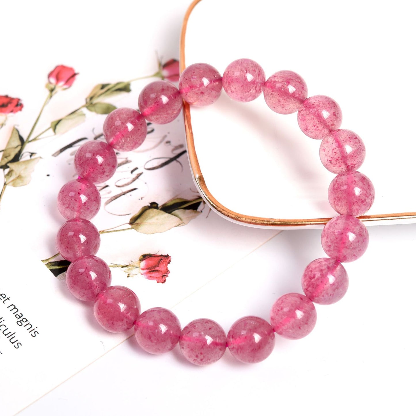 Fuhong Natural Strawberry Quartz Single Circle Bracelet Simple Fashion Women's Student Bracelet Jewelry Wholesale In Stock