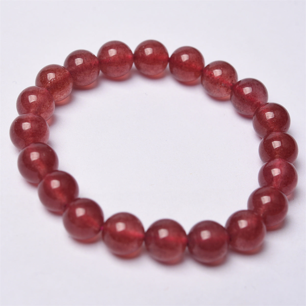 Fuhong Natural Strawberry Quartz Single Circle Bracelet Simple Fashion Women's Student Bracelet Jewelry Wholesale In Stock