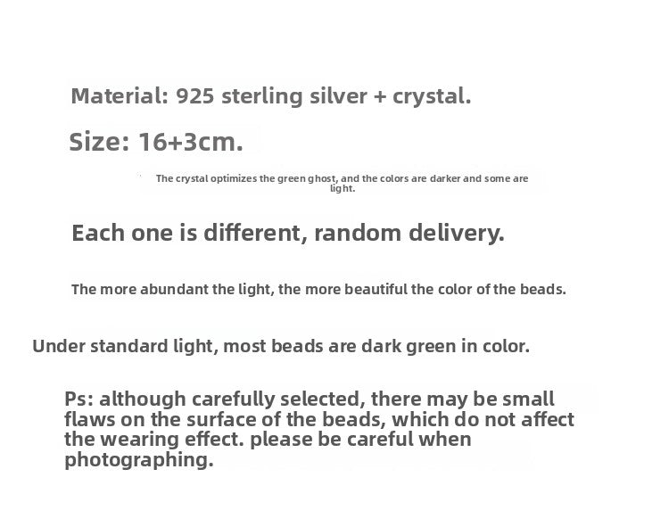 Korean Style Wealth-Attracting Green Phantom Bracelet for Women 925 Sterling Silver Green Crystal Bell Lucky Bead Elegant Bracelet Gift