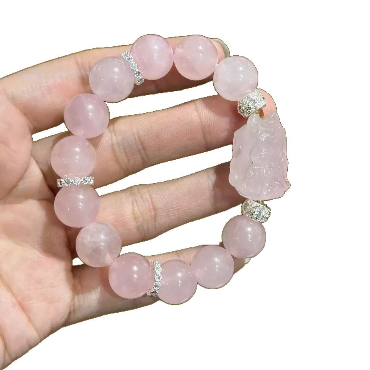 Wholesale Natural Pink Crystal Mo Pink Magic Box Bracelet for Women Pink Quartz White Crystal Yellow Crystal Bracelet for Women Niche High-end