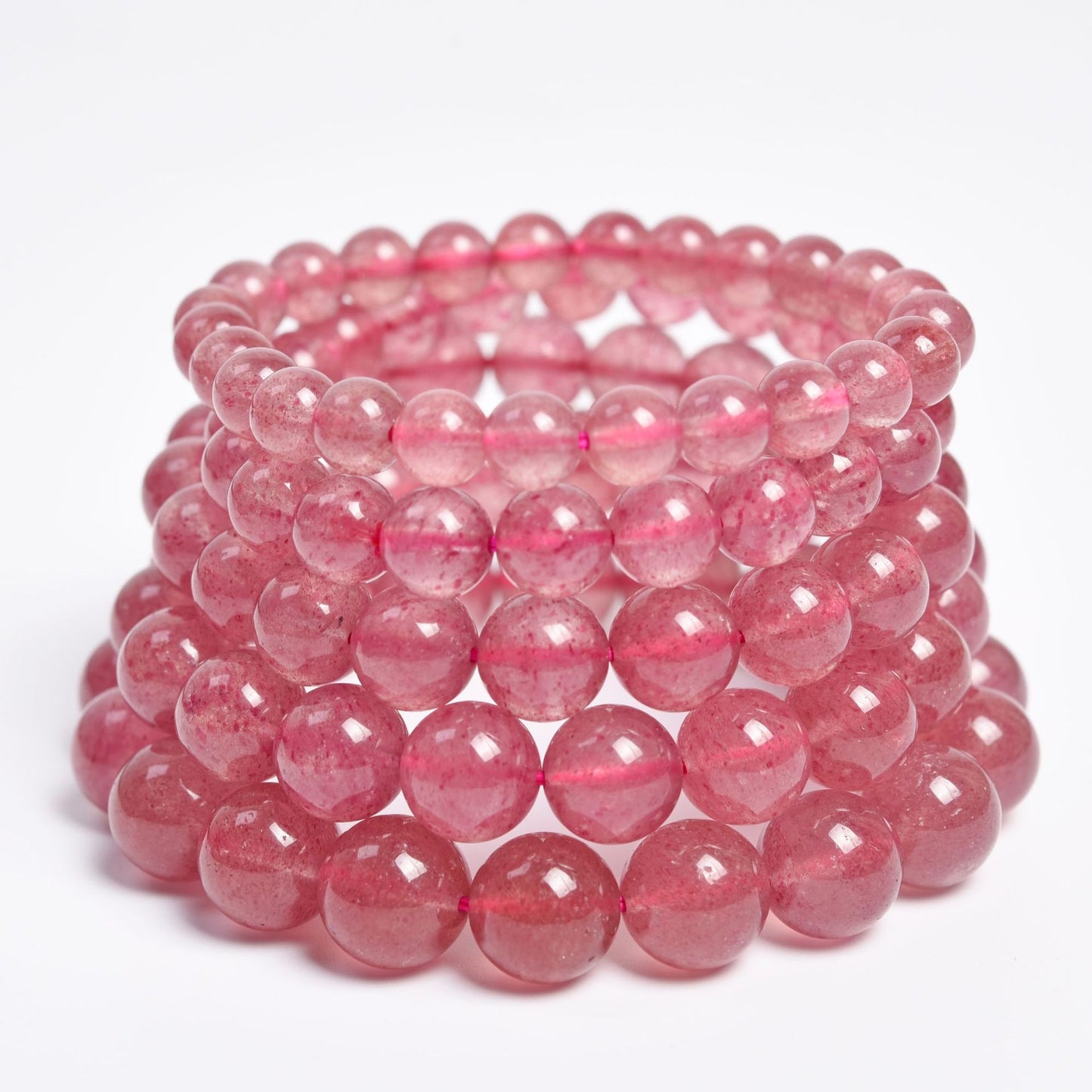 Fuhong Natural Strawberry Quartz Single Circle Bracelet Simple Fashion Women's Student Bracelet Jewelry Wholesale In Stock