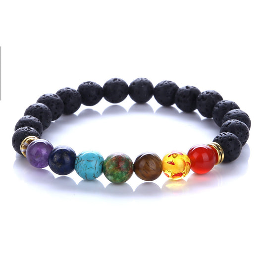 Exclusive for cross-border Wholesale Colorful Volcanic Stone Yoga Bracelets Agate Bracelet Amethyst Jewelry Amazon Bestseller
